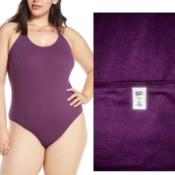 BP Purple Tie-neck Ribbed Halter Bodysuit, NWOT - Picture 3 of 3